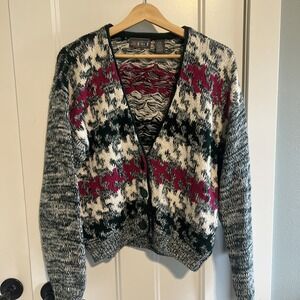 Vintage Paris Sport Club Sweater‎ Womens Knit Button Cardigan 90s Excellent